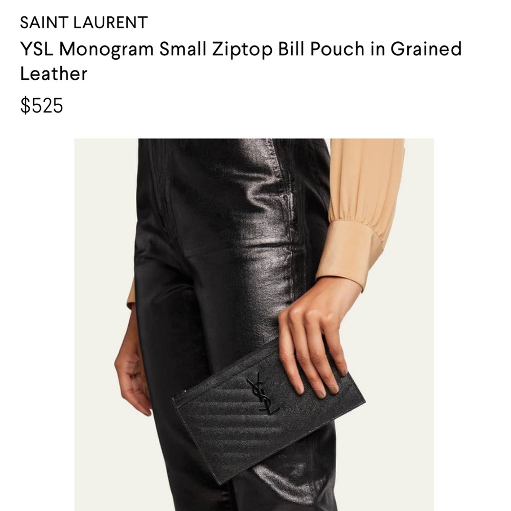 YSL Monogram Small Ziptop Bill Pouch in Grained Leather